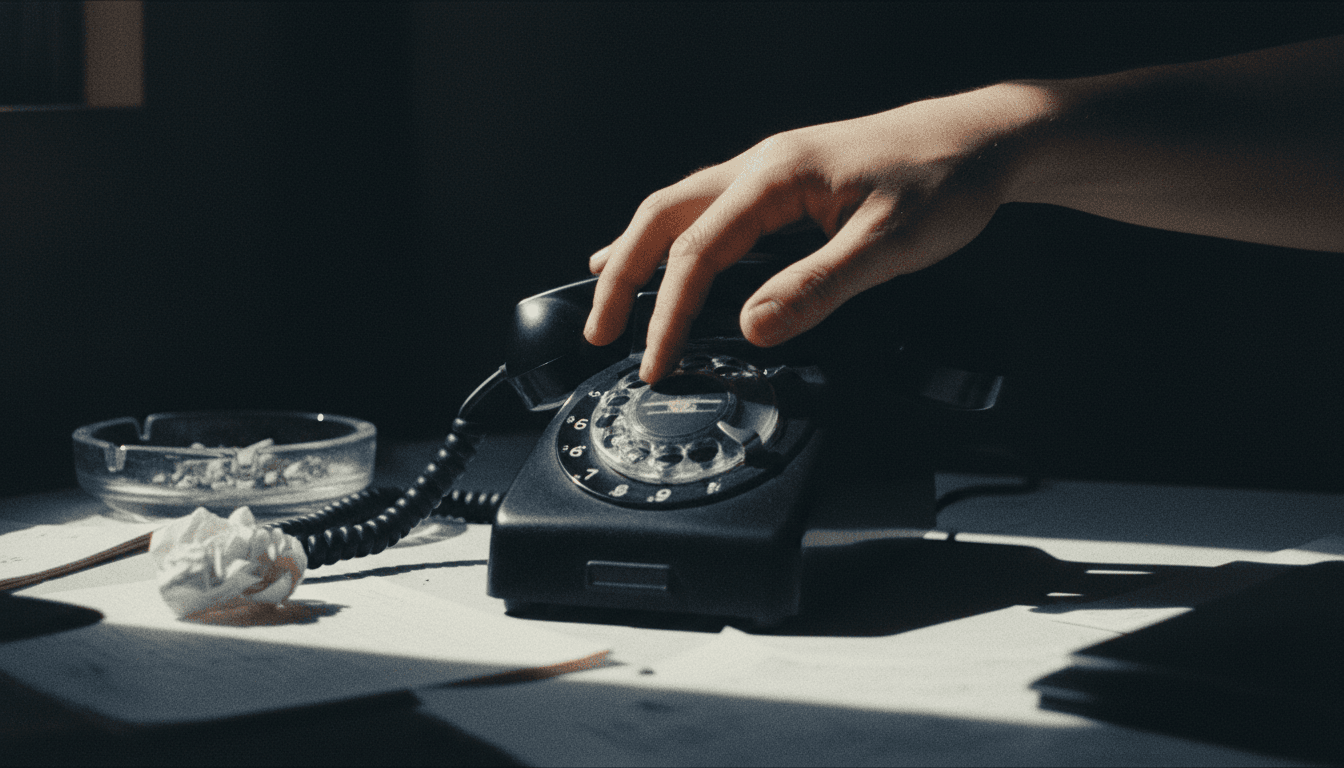 Hand lifting a phone receiver