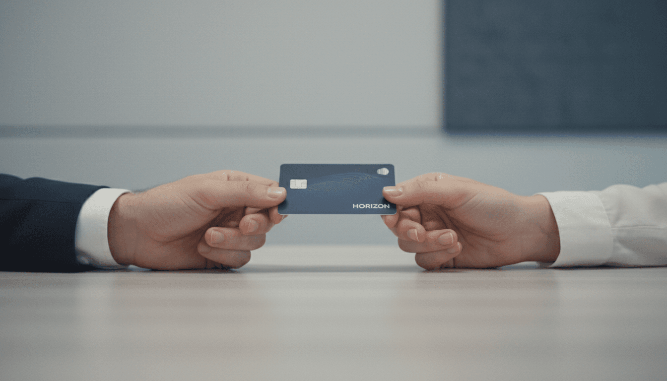 Handing a payment card to a support specialist