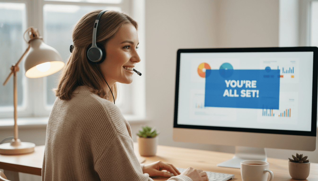 Support agent on headset