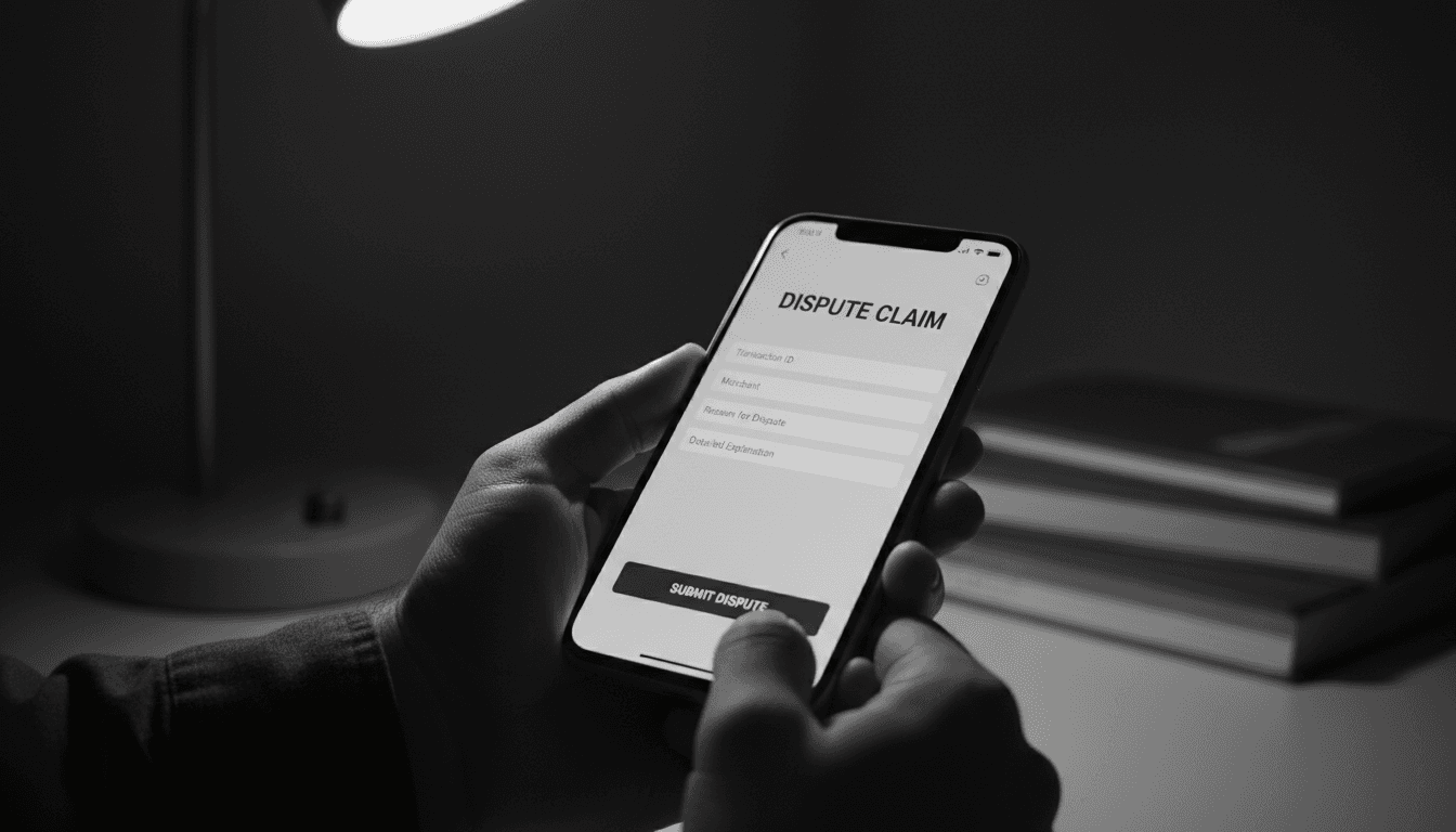 Smartphone showing a billing dispute form