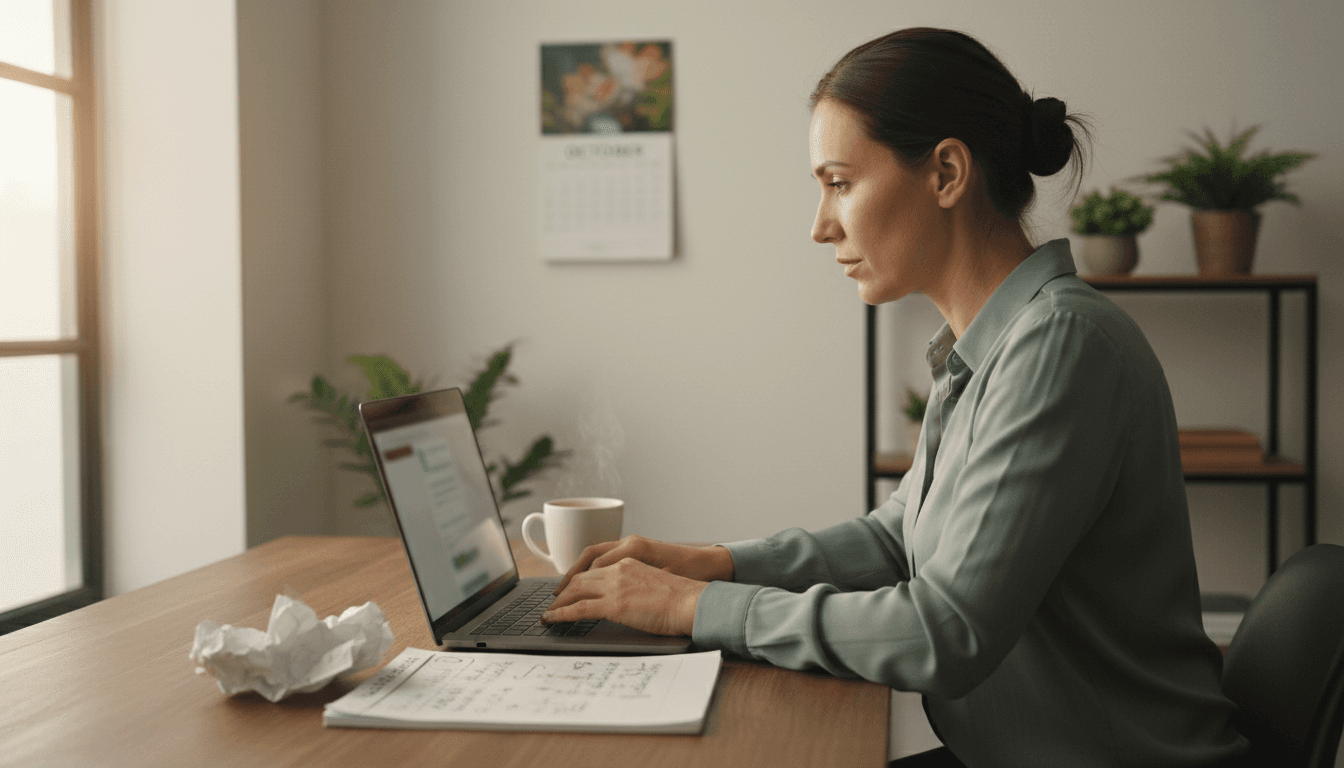 Support specialist reviewing account history on a laptop